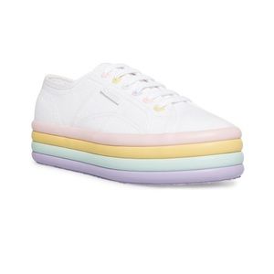 Superga 2790 Candy Rainbow Platform Sneaker White 8.5